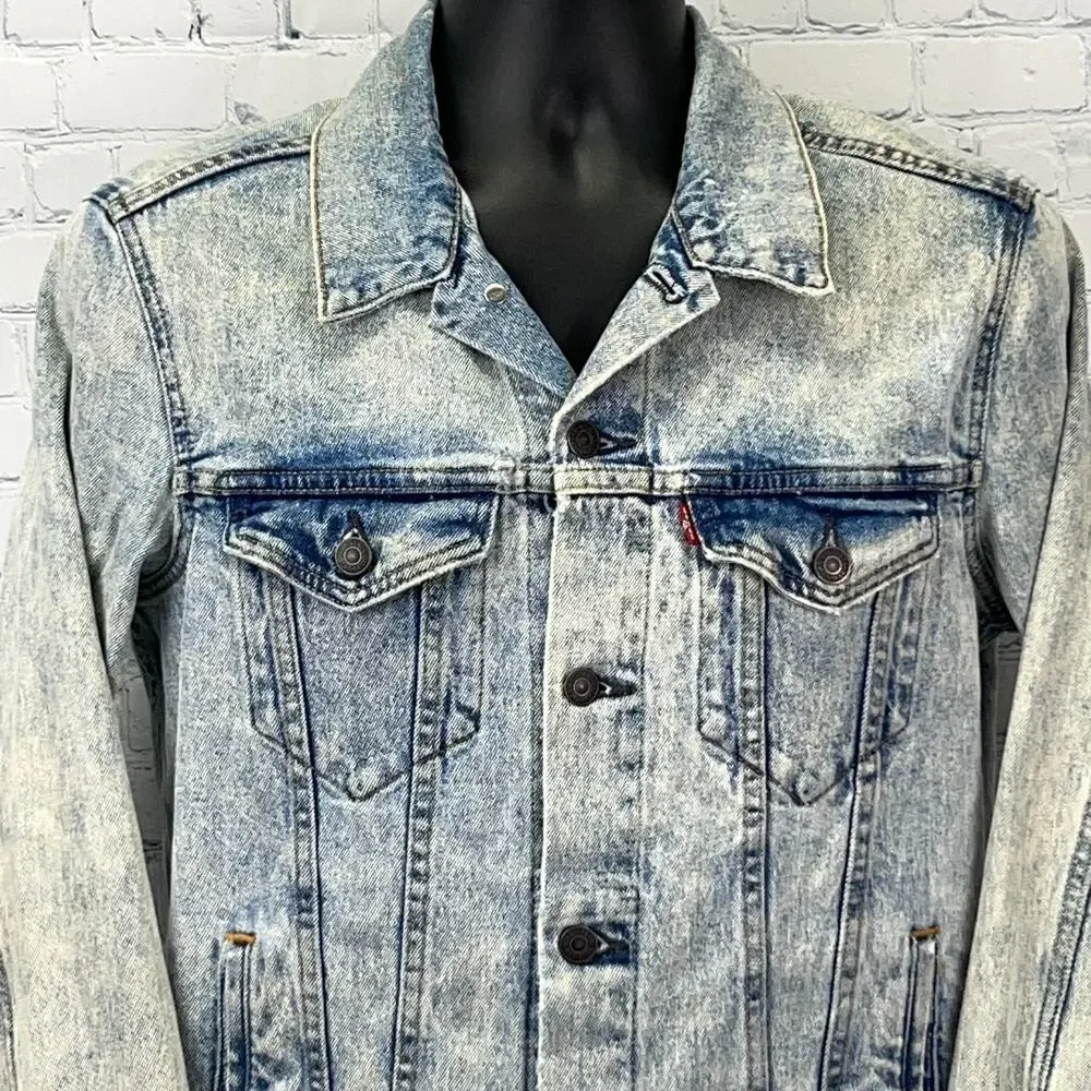 Levis Acid Wash Denim Jean Trucker Jacket Cloud Blue Type III 72334-0225 S Small